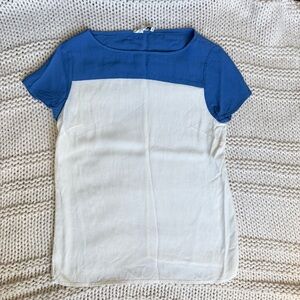 Banana Republic Blue and White Short Sleeve Women's Top XS